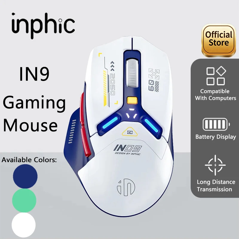 

INPHIC IN9 Three Mode Game Mouse 10000DPI Bluetooth 5.0 Connection RGB Light Effect Multi Style Wireless Mouse