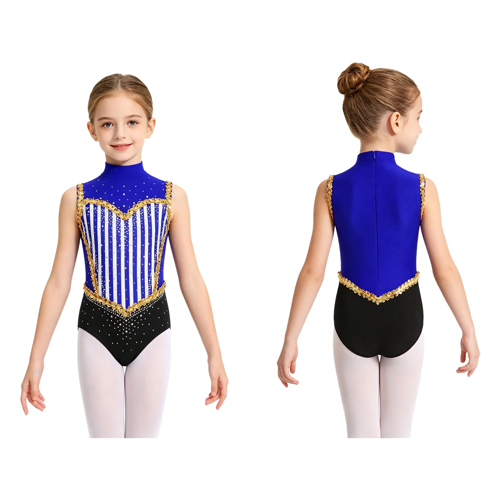Disfraz de circo para adolescentes, mono de maestro de ceremonias con pedrería, leotardo de gimnasia y ballet sin mangas, mono de mago con lentejuelas y rayas.