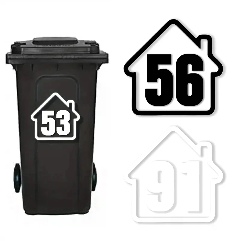 1PCS PVC Trash Can Dustbin Number Sticker Self Adhesive Wheelie Bin Stickers Garage Decals DIY Free Combination Weatherproof