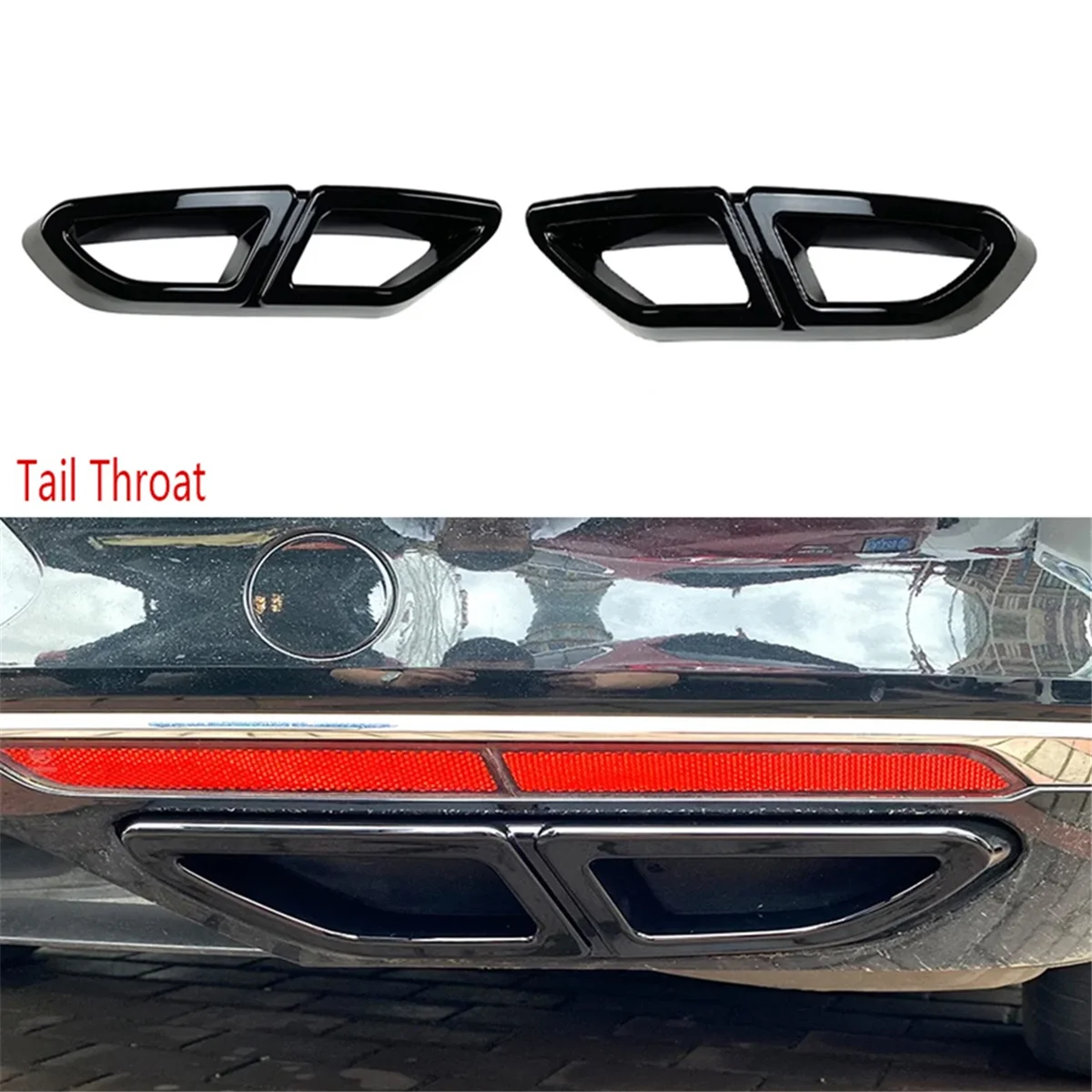 For Magotan B8 2016-2019 Rear Lip Bumper Spoiler Car Tail Throat Frame Exhaust Pipe Trim Glossy