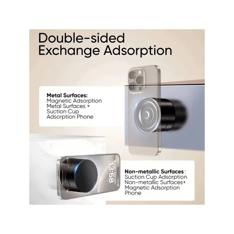 New Foldable Magnetic Vacuum Suction Phone Holder Double Sided Suction Cup Car Bracket Portable Lazy Phone Stand for Home Car ﻿