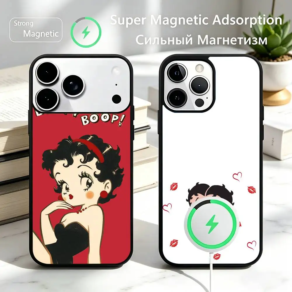 

Classic Character Anime B-Bettys Boops Phone Case For iPhone17,16,15,14,13,12,11Plus,Pro Magnetic with Magsafe Wireless Charging