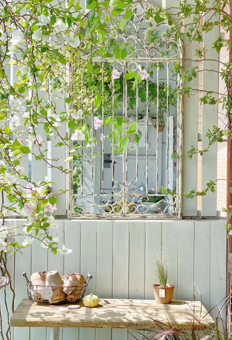 

French country retro old garden home wall wall wall decoration fake window retro old window mirror