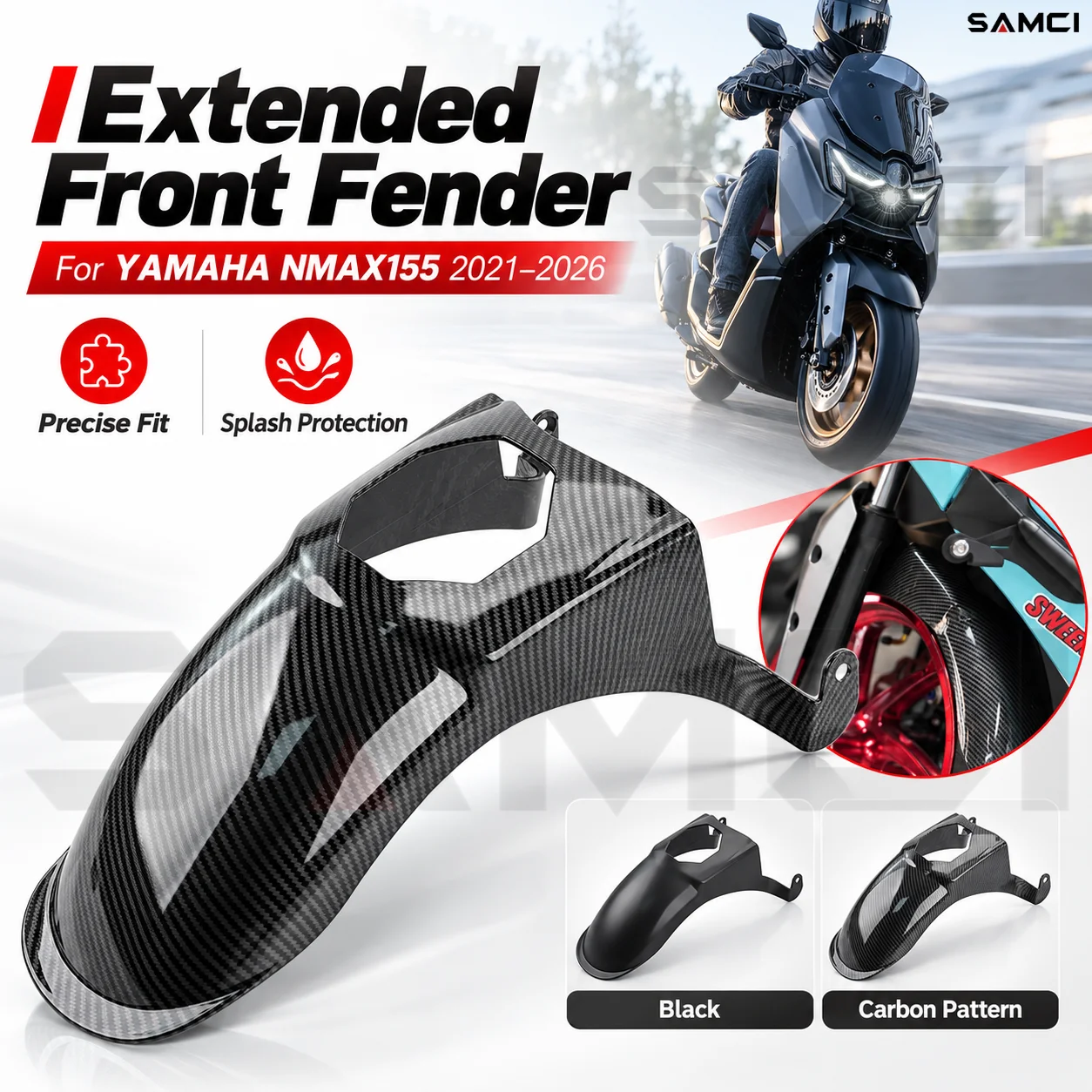 Motorcycle Front Fender Extension Mudguard Splash Guard Extended Protector For YAMAHA NMAX155 NMAX 155 2021-2026 Accessories