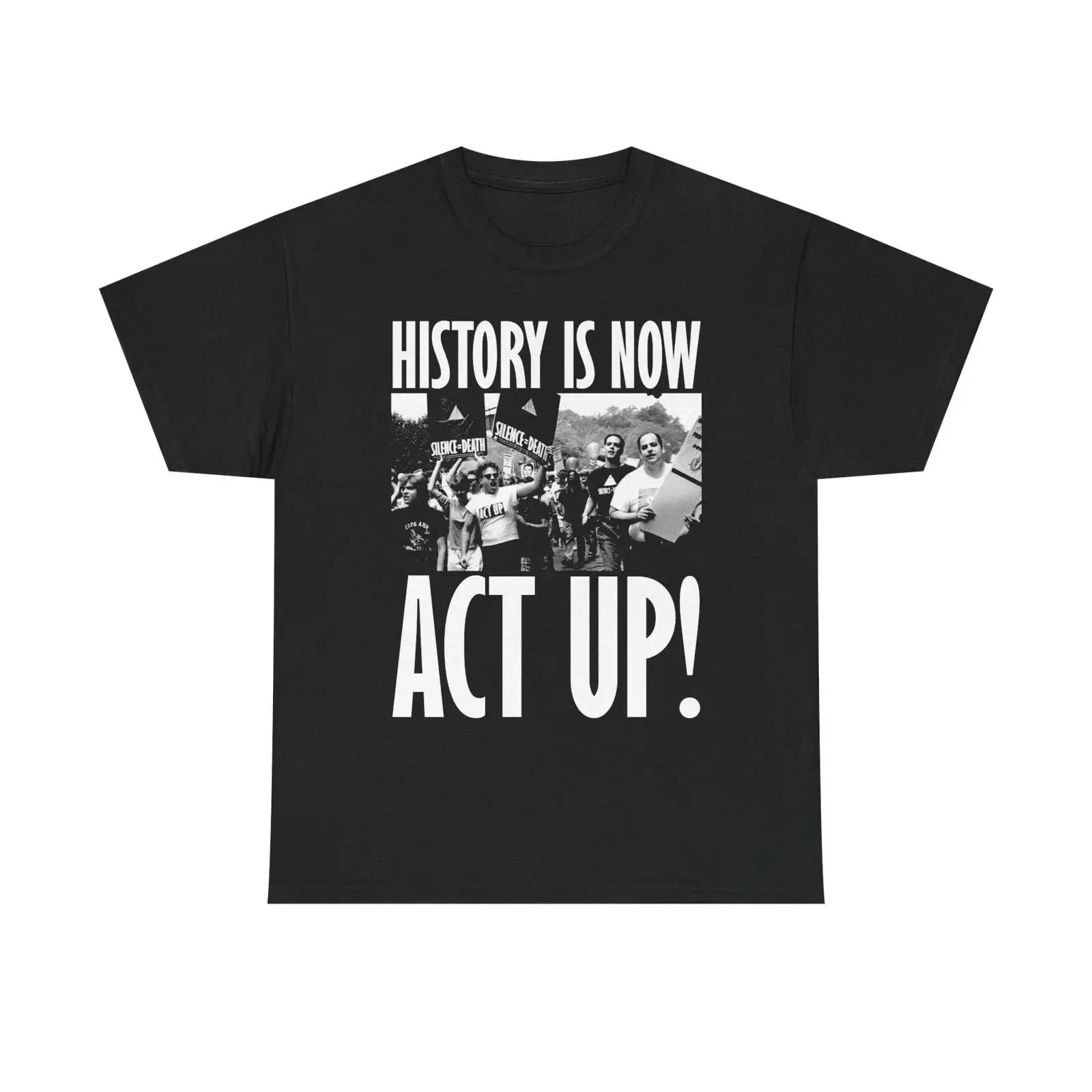 ACT UP History Is Now Protest T Shirt Silence Death AIDS Activism Radical Pride LGBT Queer  vintage Washed Versatile homme