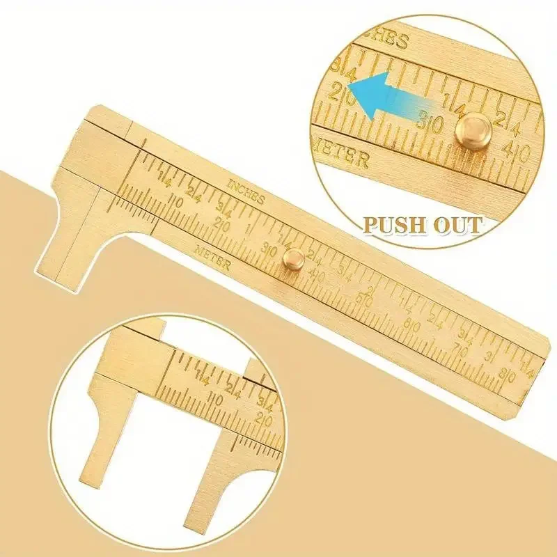 Calibro a corsoio Mini di precisione da 100mm strumento di misurazione scorrevole in ottone micrometro a righello tascabile misurazione imperiale