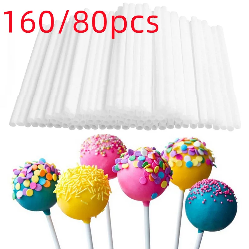 160/80pcs  Disposal Safe Food DecorSticks Chocolate Cake Lollipop Sucker Non-Toxic Sticks  Candy Dessert DIY Cake Stand Sticks