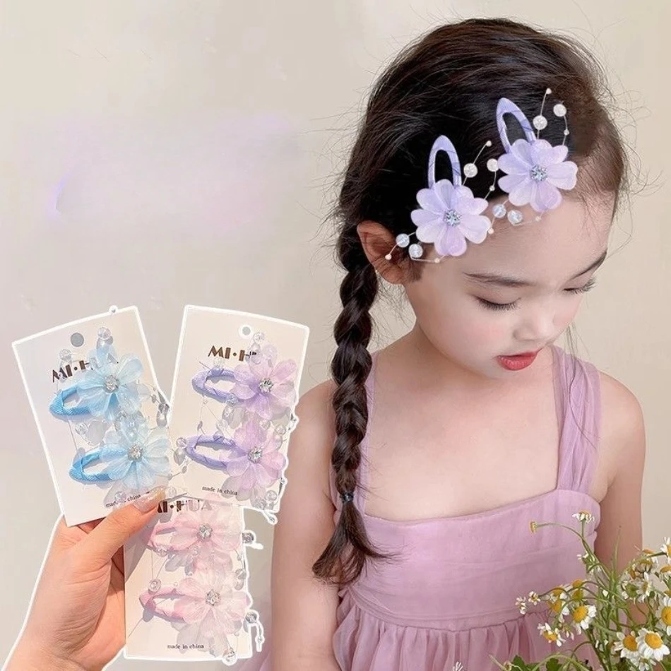 

6Pcs/lot Pink Sakura Bobby Pins Hairpin Side Hair Clip Girl Toddler Cute Blue Flower Headwear Sweet Hairpins Ornament Gifts HP01