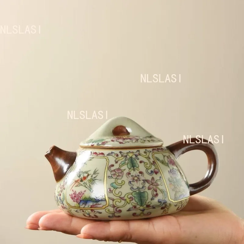 Orchid Stone Ladle Pot Household Ceramic Tea Pot Chinese Large Capacity Teapot Kaikai Ru Kiln Tea Set High Temperature Decal