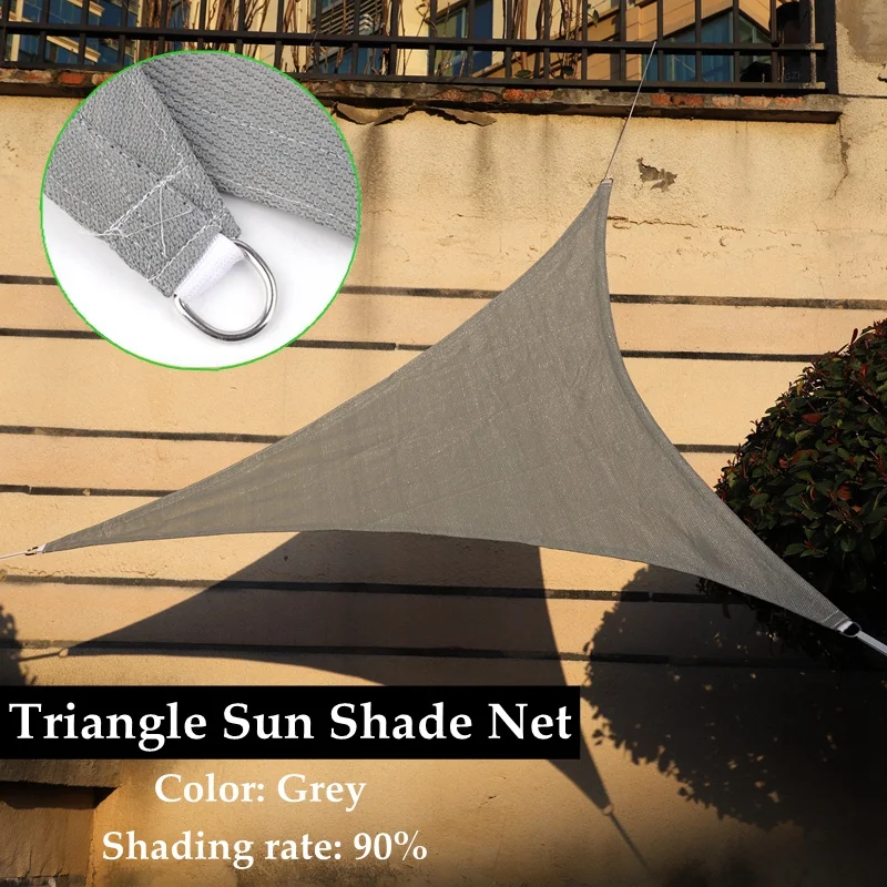 Triangle Sun Shade Net Grey Fabrics Shading 90% Outdoor Anti-UV Cooling Garden Gazebo Shadow Awning Custom Sun-shading Net