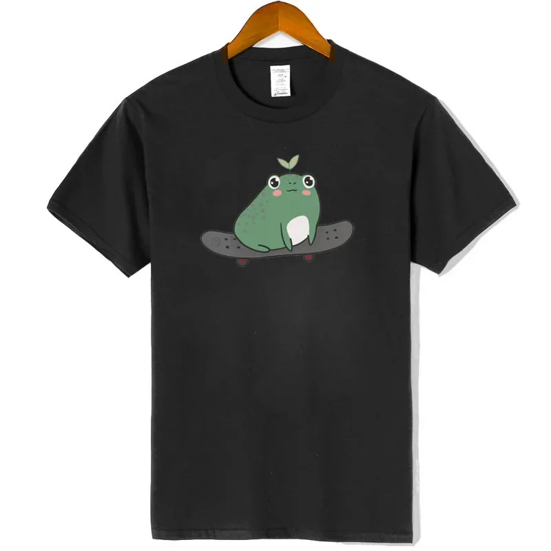 Engraçado skate sapo gráfico impresso femme camiseta solta 100% algodão dos desenhos animados animal topos verão moda casual tamanho asiático t