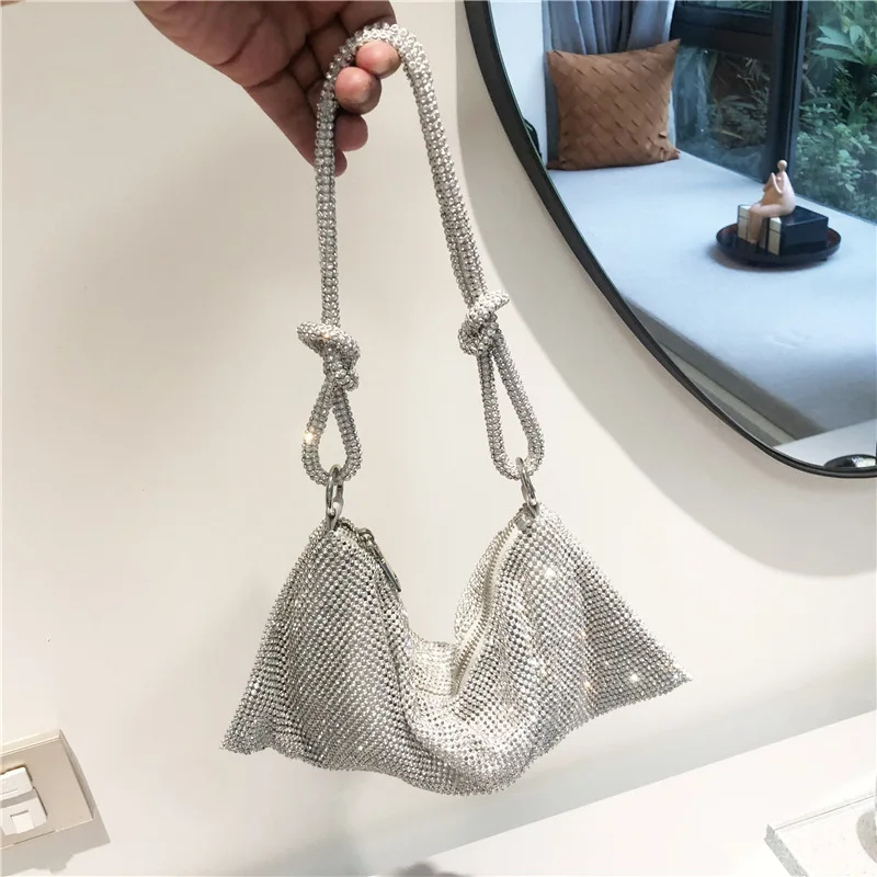 Senior Sommer Rhineau Tragbare Mini Kleine Runde Diamant Party Tasche Licht Luxus Kette Kreuz-körper PU Weibliche Abendessen Tasche BM100