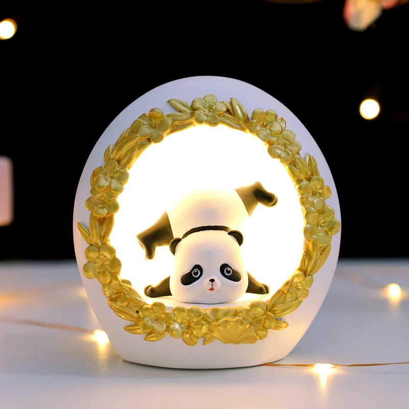 Cartoon Night Light LED Cute Panda Lamp Baby Children Lamp Bedroom LED Bedside Light Nightlight Decoration Lighting With Battery