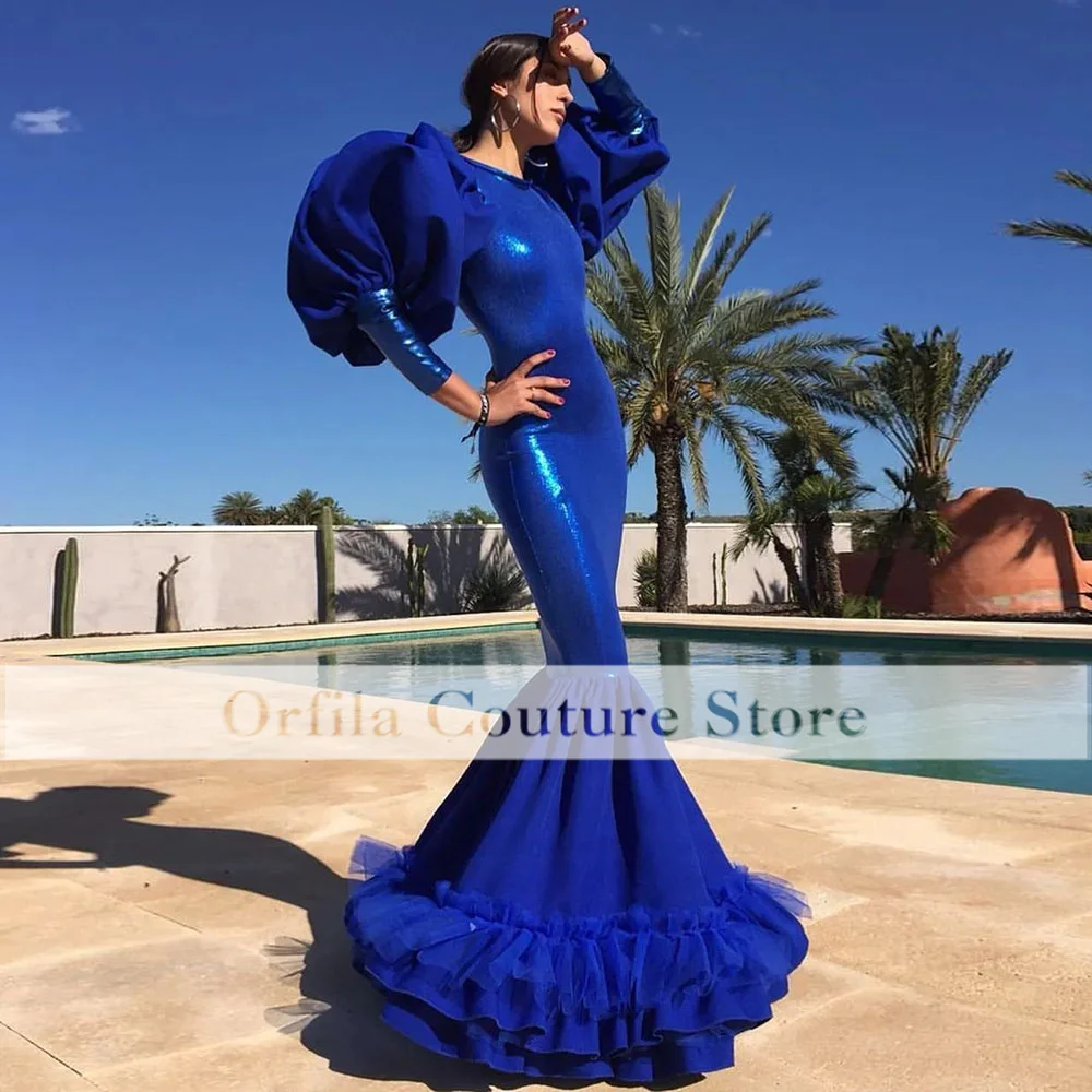 sharon Prom Party Dress Mermaid Gypsy Style Long Sleeves Sequins Muslim Evening Wear Formal Party Gowns