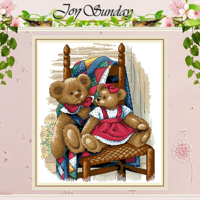 Zwei kleine Bären Muster gezählt Kreuzstich Set DIY 11CT 14CT 16CT gestempelt DMC Kreuzstich Kit Stickerei Handarbeiten Handwerk