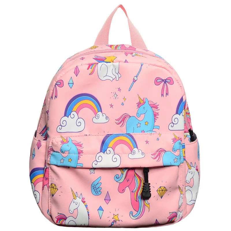 Mochila escolar con estampado de dinosaurio para niños, morral infantil de dibujos animados de unicornio arcoíris, de 3 a 6 años