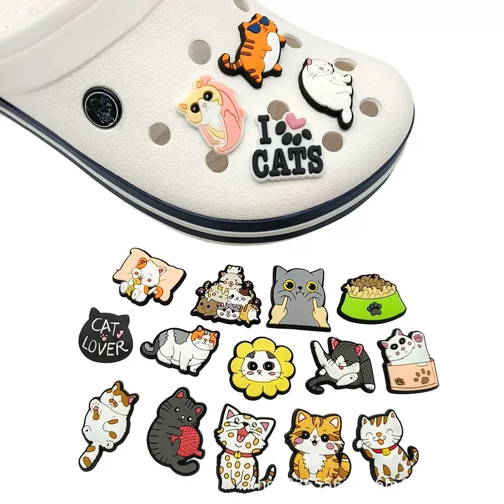 10-25 Stück Schuh-Charms der Tier-Serie, niedliche Katze, Frosch, Capybara, Schuh-Accessoires, Dekorationen, passend für Clogs, Sandalen, Garten-Armbänder – Detail 4