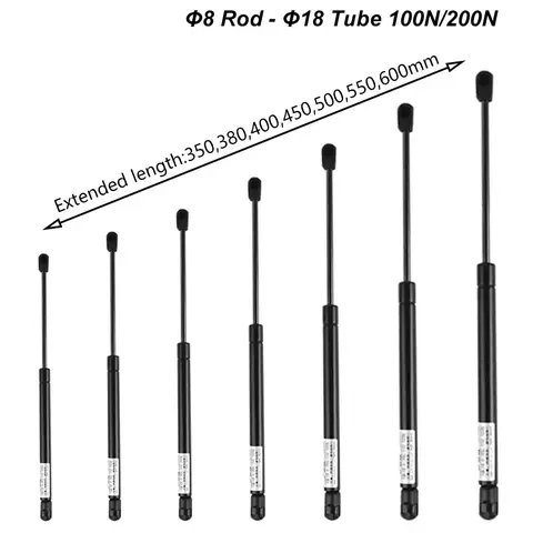1PC 100/200N 350/380/400/450/500/550/600mm 가스 Sturts 볼 소켓 엔드 충격 흡수 장치 리프트는 후드 트렁크 테일 게이트 충격을 지원합니다