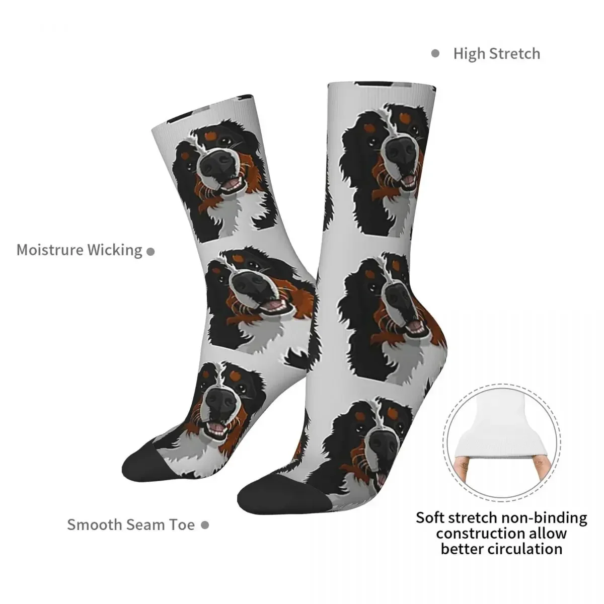 Chaussettes pour chien de montagne bernois Harajuku, bas super doux, chaussettes longues toutes saisons, accessoires pour hommes et femmes, cadeaux