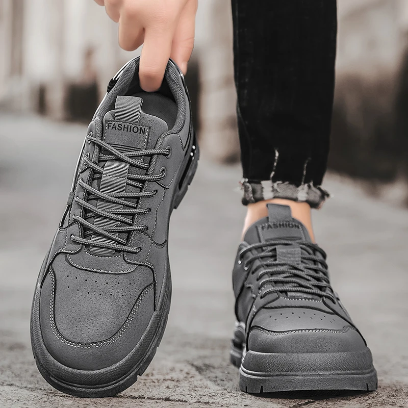 

Men's Leather Casual Sneakers with Retro Design - The Daily and Outdoor Style of Comfortable Lace-up Shoes: Fashionable Footwear