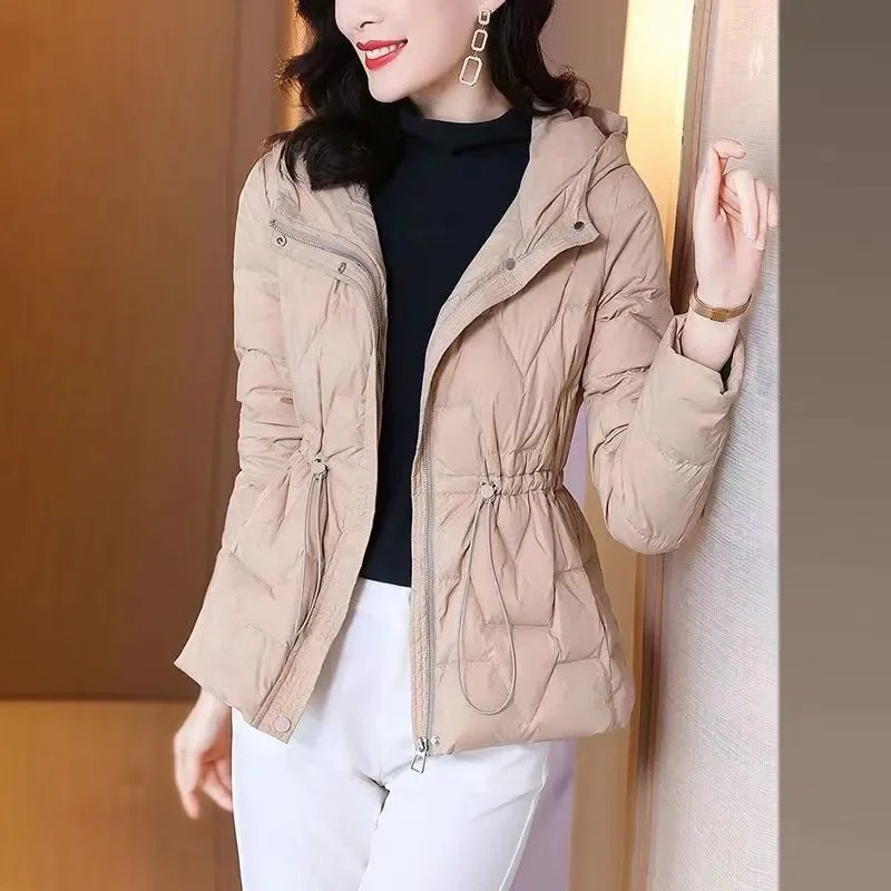 Lightweight Cotton Clothing Women\'s Short 2022 New Solid Color Fashion Baseball Uniform Hooded Waist Autumn And Winter Jacket