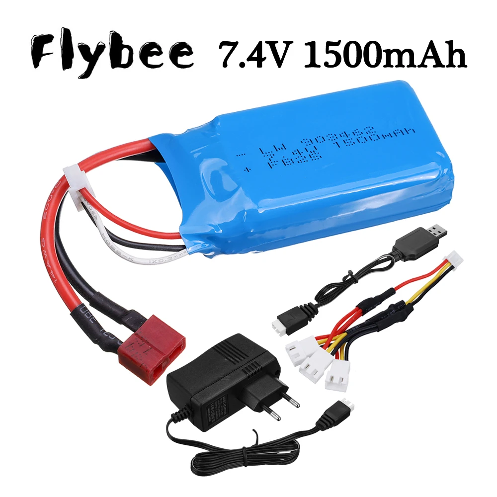 ( T plug ) 7.4V 1500mAh Lipo Battery / Charger For RC Car Quadcopter Helicopter Boat Drones Spare Parts 2s 7.4v battery 903462