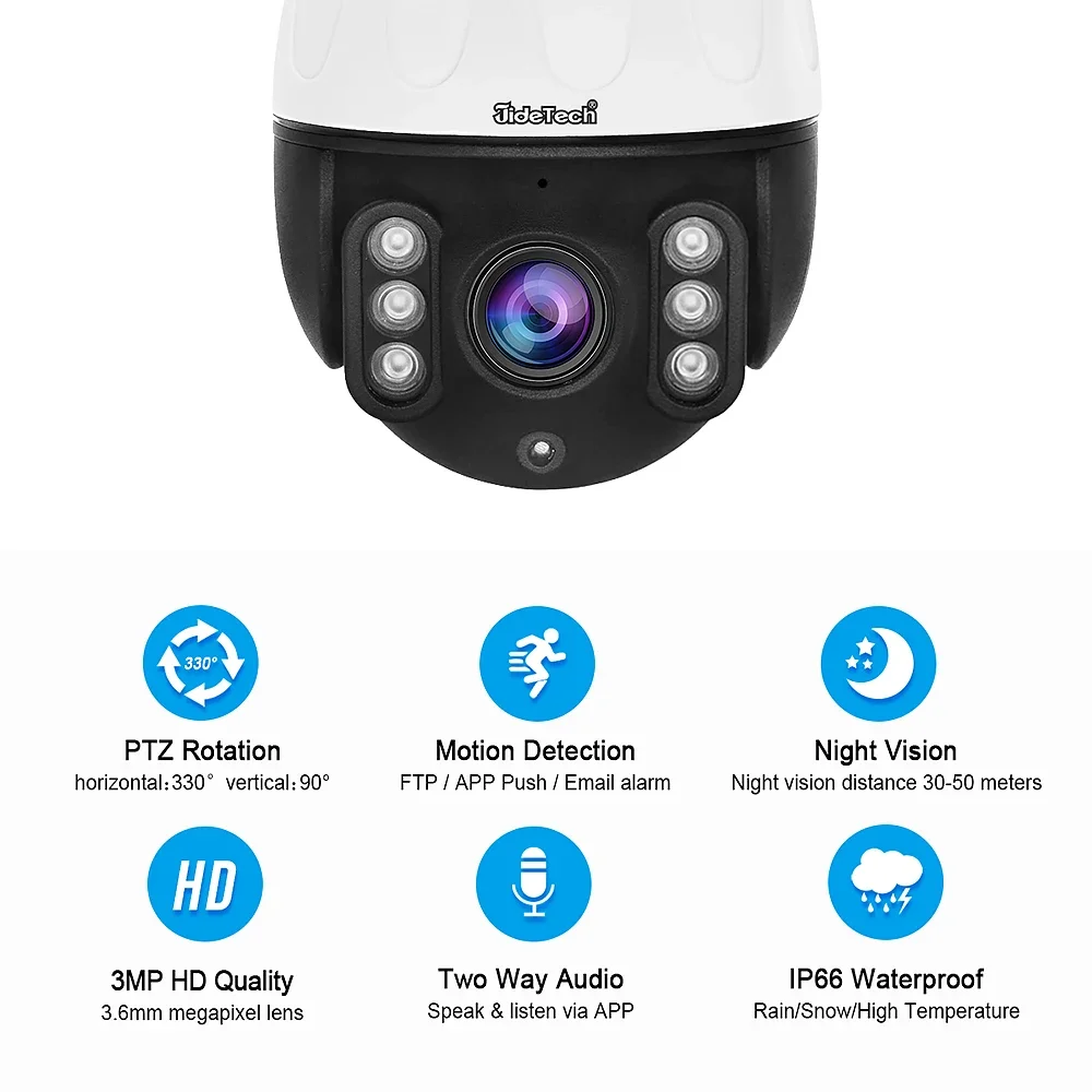 JideTech 5MP Wireless Wifi OEM  PTZ Outdoor IP Camera Human Motion Tracking Waterproof Night Vision IR CCTV Security Camera