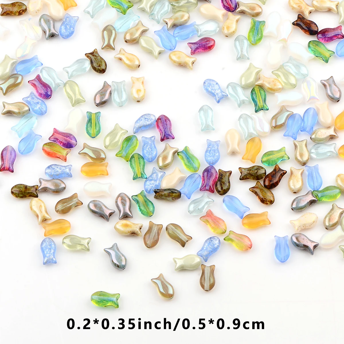 40pcs 5*9mm Lovely little fish shaped beads Mix color Vintage glass beads for jewelry making DIY Bracelet Necklace Accessories