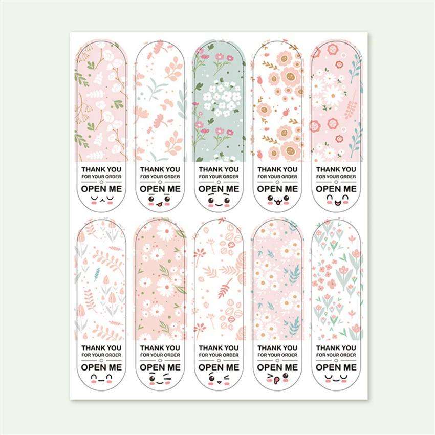 100Pcs Floral Pattern Thank You For Your Order Sticker Gift Package Sealing Labels Gift Decoration Sticker For Small Business