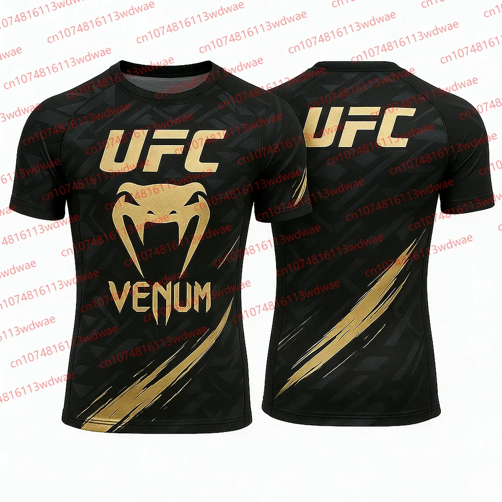 

2026 UFC Men's Compression Shirt MMA BJJ Training Gym High Elasticity Top for Fighters Sportswear Quick Drying Muay Thai T-shirt