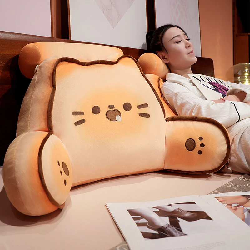 Cartoon bedside soft Animal Bread Cat Dog Backrest Sofa Cushion Plush Biscuit Bear Triangle Pillow On The Bed Gifts