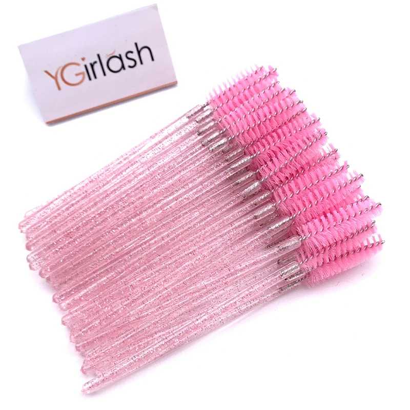 50Pcs Makeup brushes Disposable Crystal Eyebrow brush Diamond Handle Mascara Wand Applicator Eye Lashes Eyelash Extension Tools