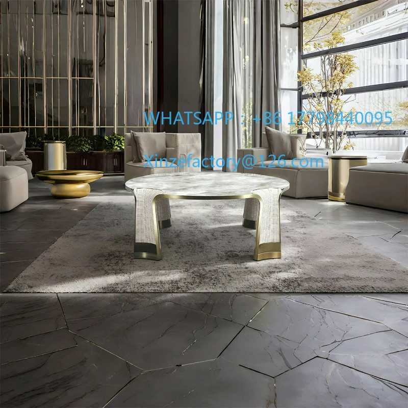 طاولة قهوة رخامية حديثة قابلة للتخصيص، طاولة جانبية إبداعية فاخرة #3