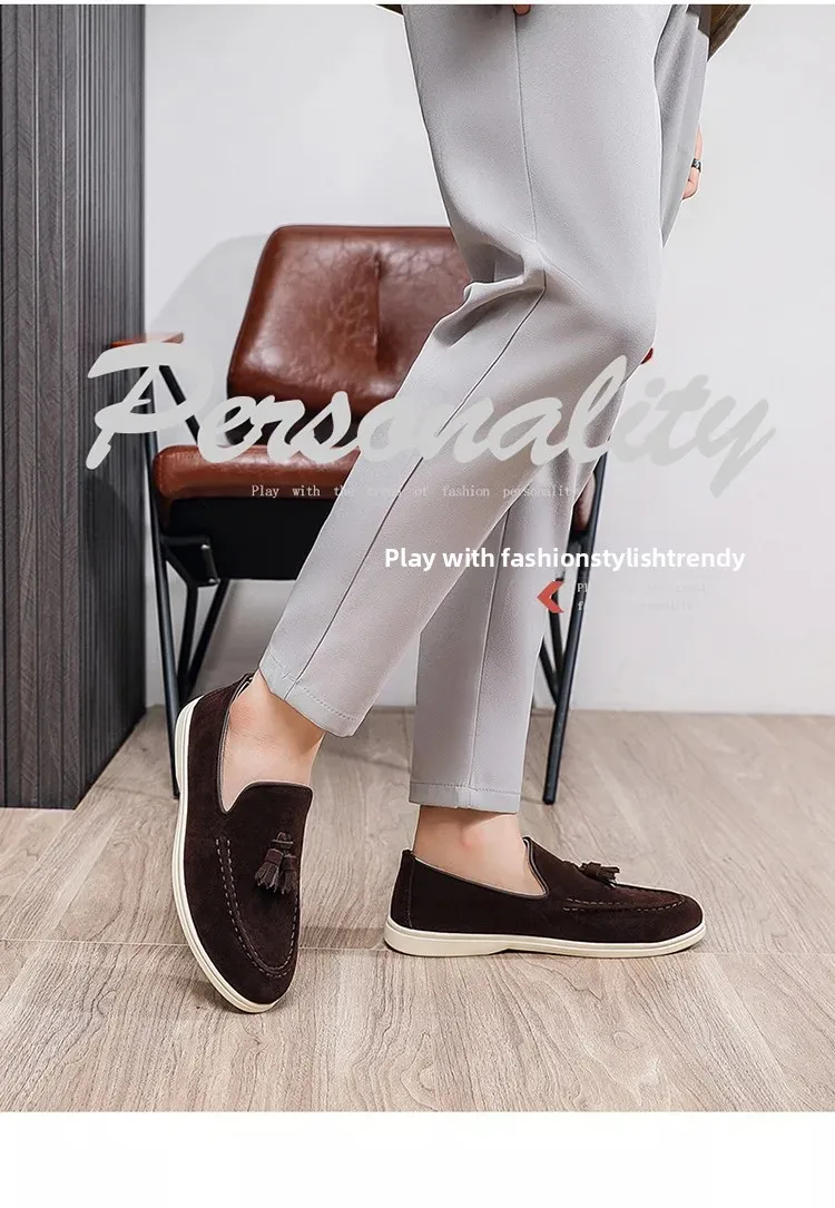 Unisex Leichte Flache Quasten-Freizeitschuhe Modische Vielseitige Übergrößen Herrenschuhe Business Casual Slip-On Loafer – Detail 5