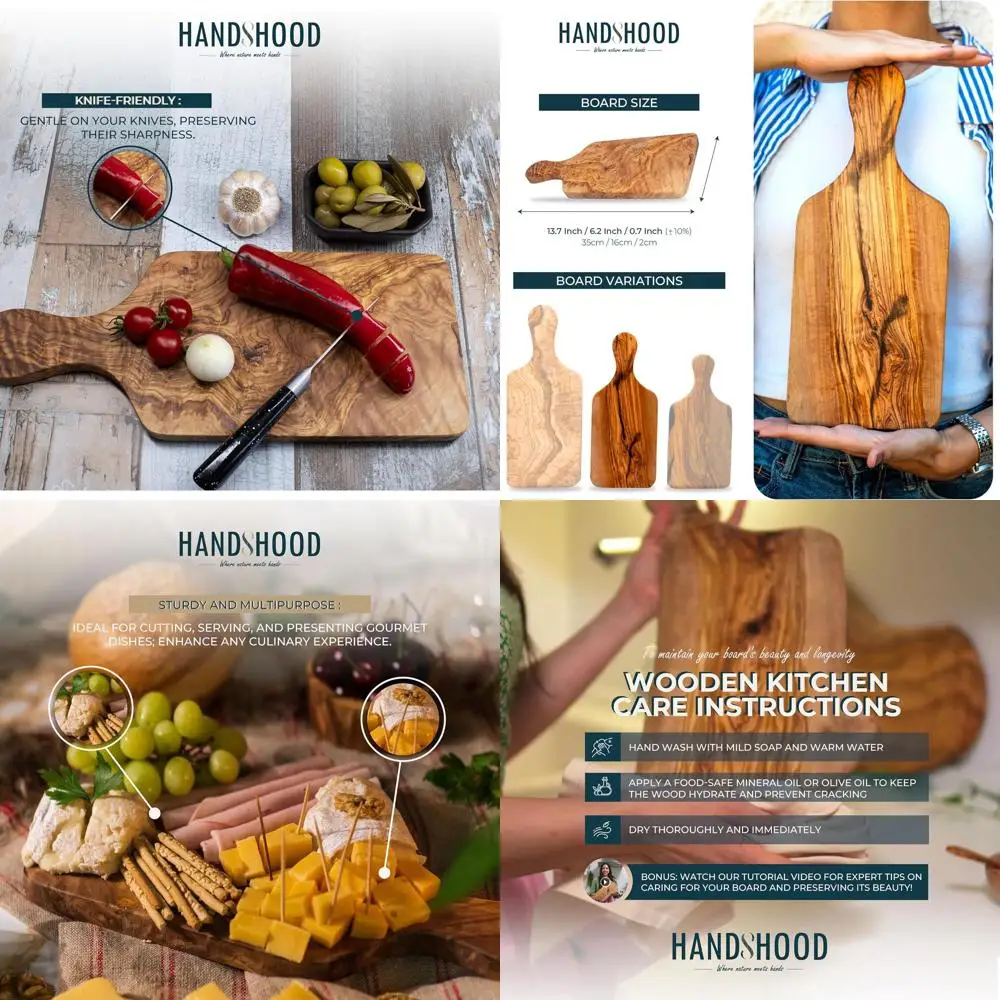 

Luxury Olive Wood Charcuterie Board - Handcrafted Cheese Serving Platter, Unique Gift for Home, 13.7x6.3x0.8