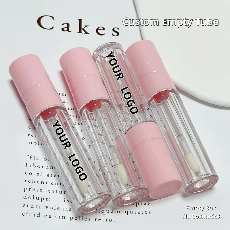 

【Logo Custom】50Pcs Customized 3ml Pink Textured Circular Lid Lip Gloss Lip Gloss Tube Cosmetic Packaging Material