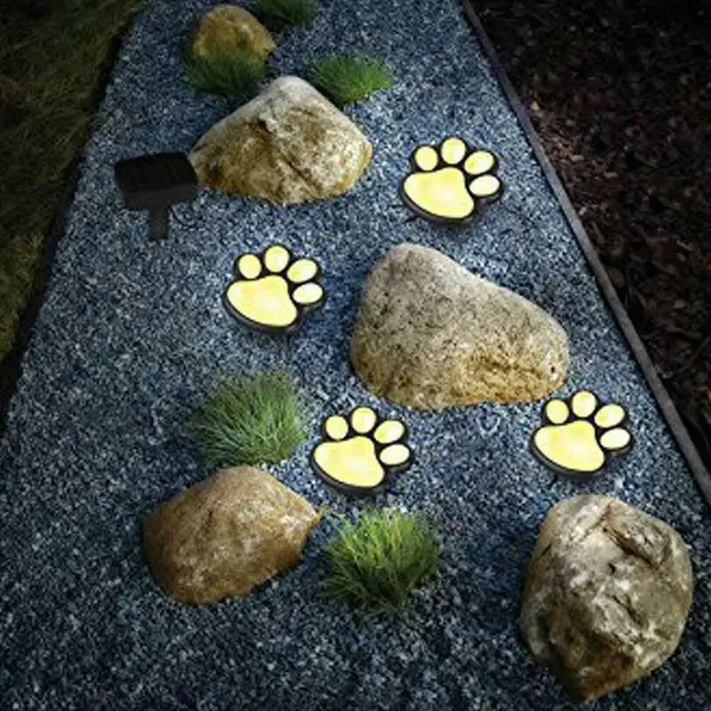 Hot Sale Outdoor LED Solar Garden Light Waterproof bear Dog Cat Animal Paw Print Light Path Lawn Lamp for Garden Decoration