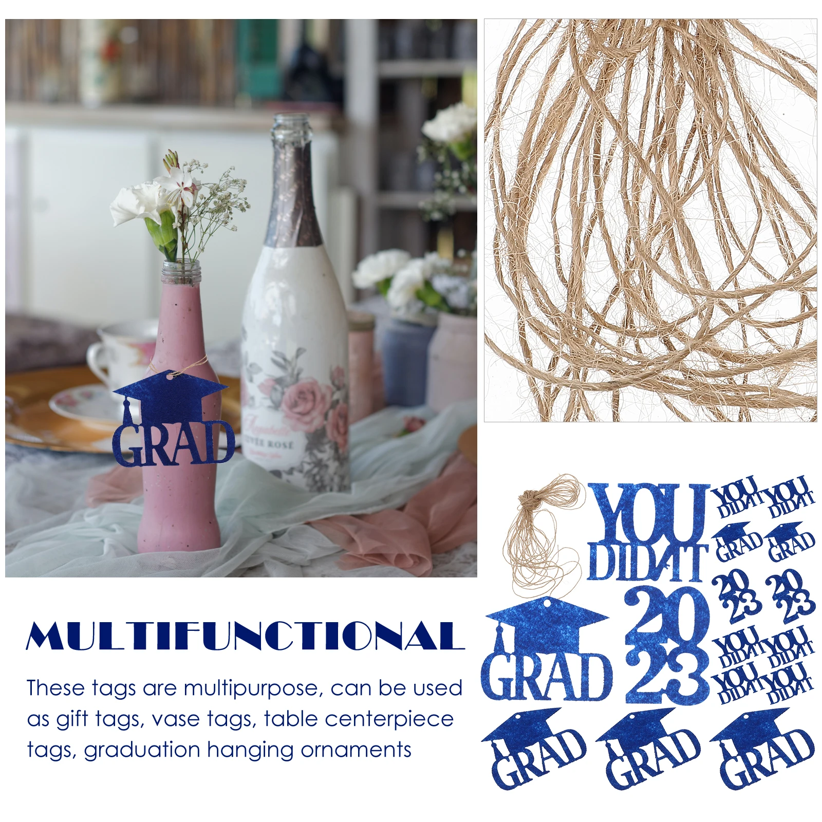 

18pcs 2023 Graduation Tags Non Woven Party Supplies Congrats Signs Senior Celebration Decorations Gifts Table Decor