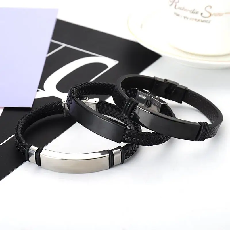 10Pieces Stainless Steel Vintage Braided Rope Couple Bracelet Customized Engraved Souvenir Fashion Jewelry