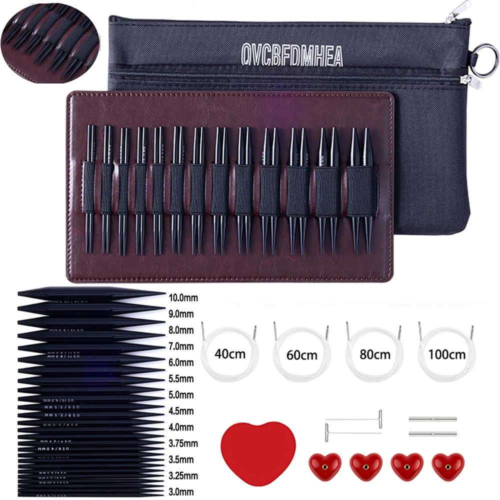 

4-Inch 10cm Aluminum Circular Knitting Needles Set Interchangeable Crochet Hooks Accessories 3.0-10.0mm Weaving Yarn Needle Kit