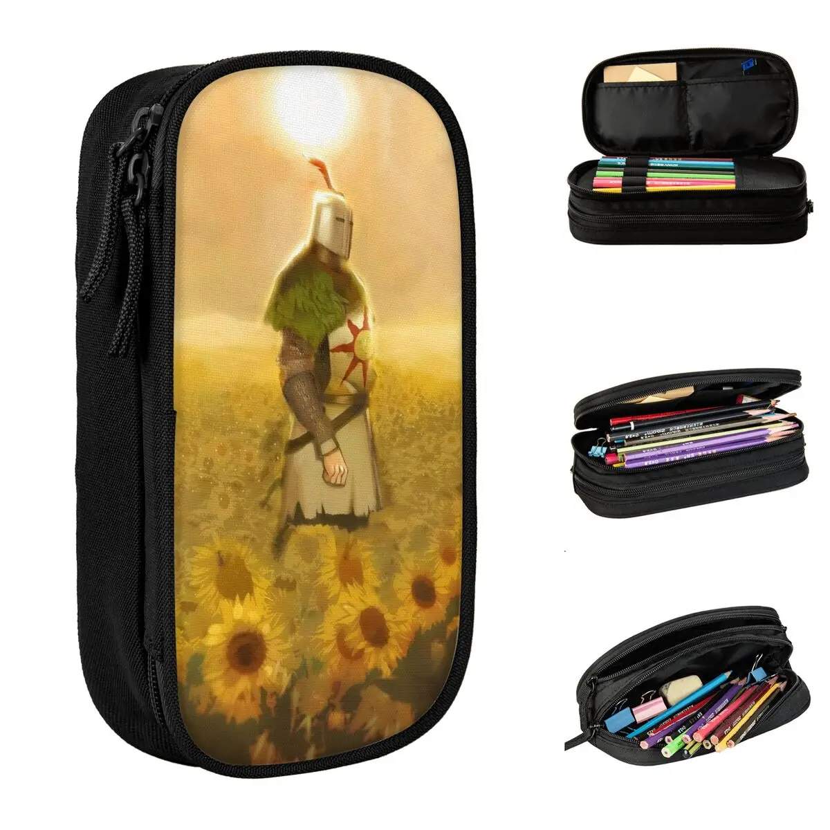 

Solaire Of Astora Sunflower Pencil Case Creative Dark Souls Game Pen Pencil Bags Student Big Capacity Office Zipper Pencilcases
