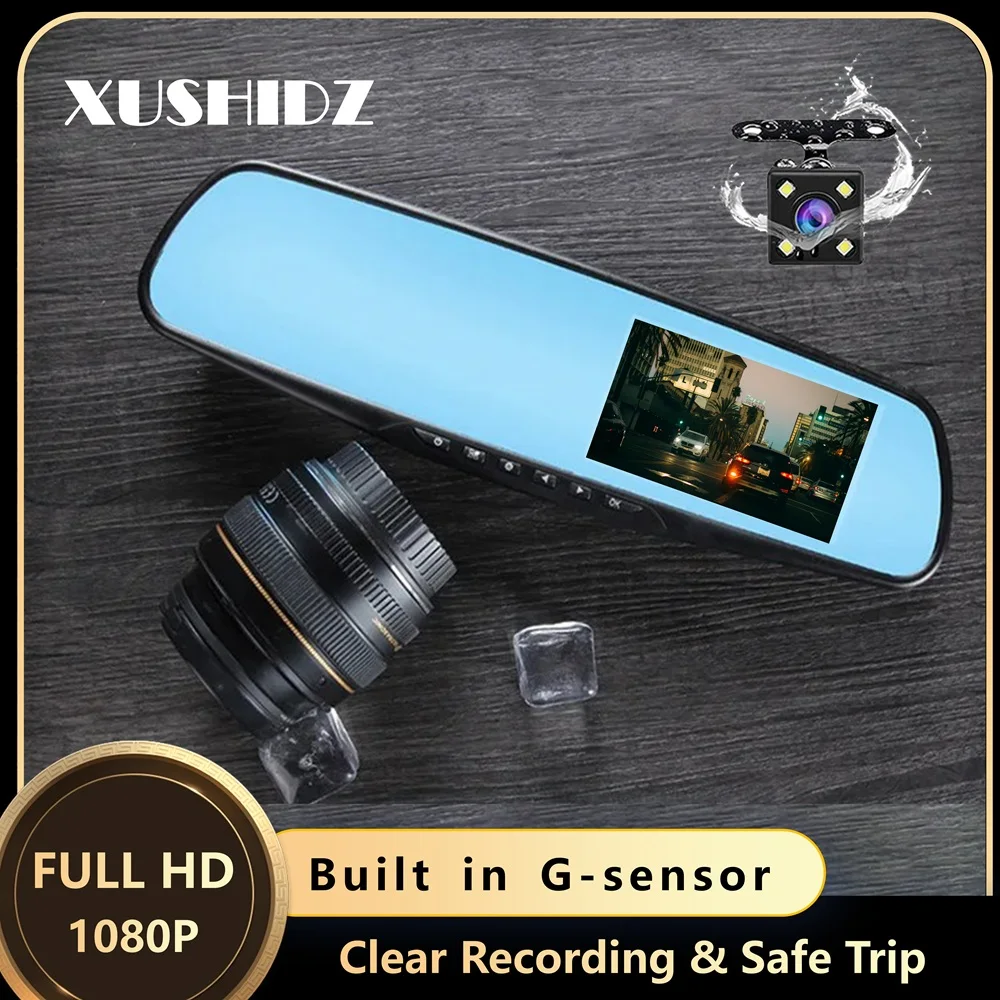 

XUSHIDZ S2MAX Full HD 1080P Mirror Dash Camera Front and Rear Car Camera Dual Vehicle DVR Night Vision Dashcam Video Recorder