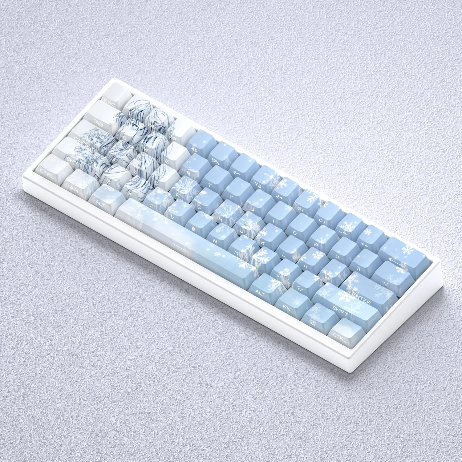 

Yukino Keycaps Side Print Blue PBT Dye Sub Cherry 98 130 Keys Backlight Anime Comic Mechanical Keyboard GK61 Anne Pro 2