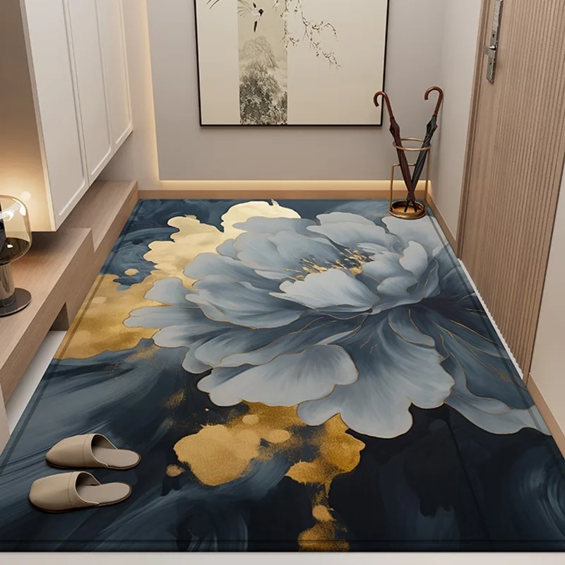 

Light Luxury Entrance Door Decoration Living Room Mat Printing Simple Floral Soft Door Rug Porch Non-slip CARPET Ковер Tapis 러그