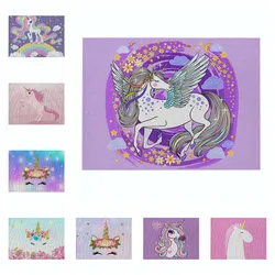 Nordic INS Cartoon Unicorn Linen Tables Mat Non-slip Heat Resistant Placemat for Table Drink Cup Coaster Kitchen Accessories