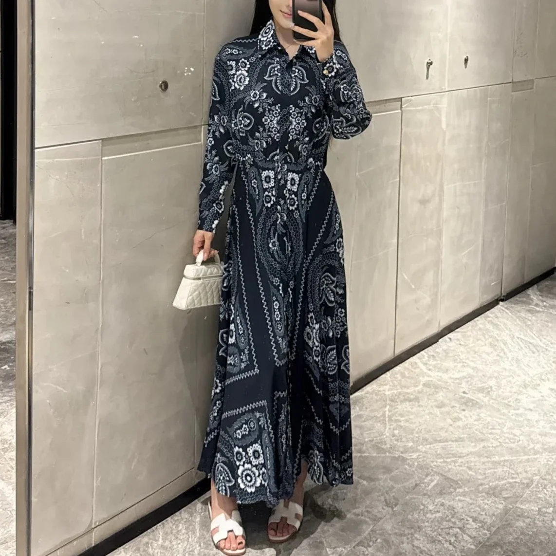 

Женское повседневное платье с длинными рукавами и лацканами, однобортное вечернее платье миди