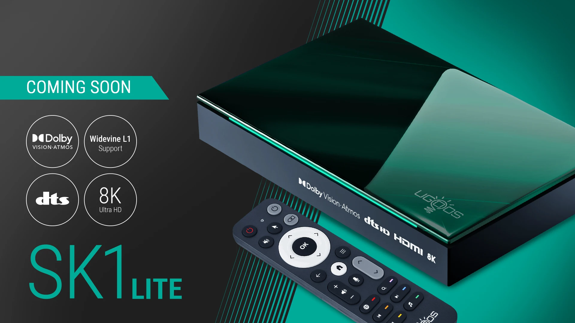 Ugoos SK1 Lite Smart TV Box Android 14 Amlogic S928X-K 4GB 64GB Wifi6 Bluetooth 5.2 1000M Set Top Box Dolby Audio DTS TV Box