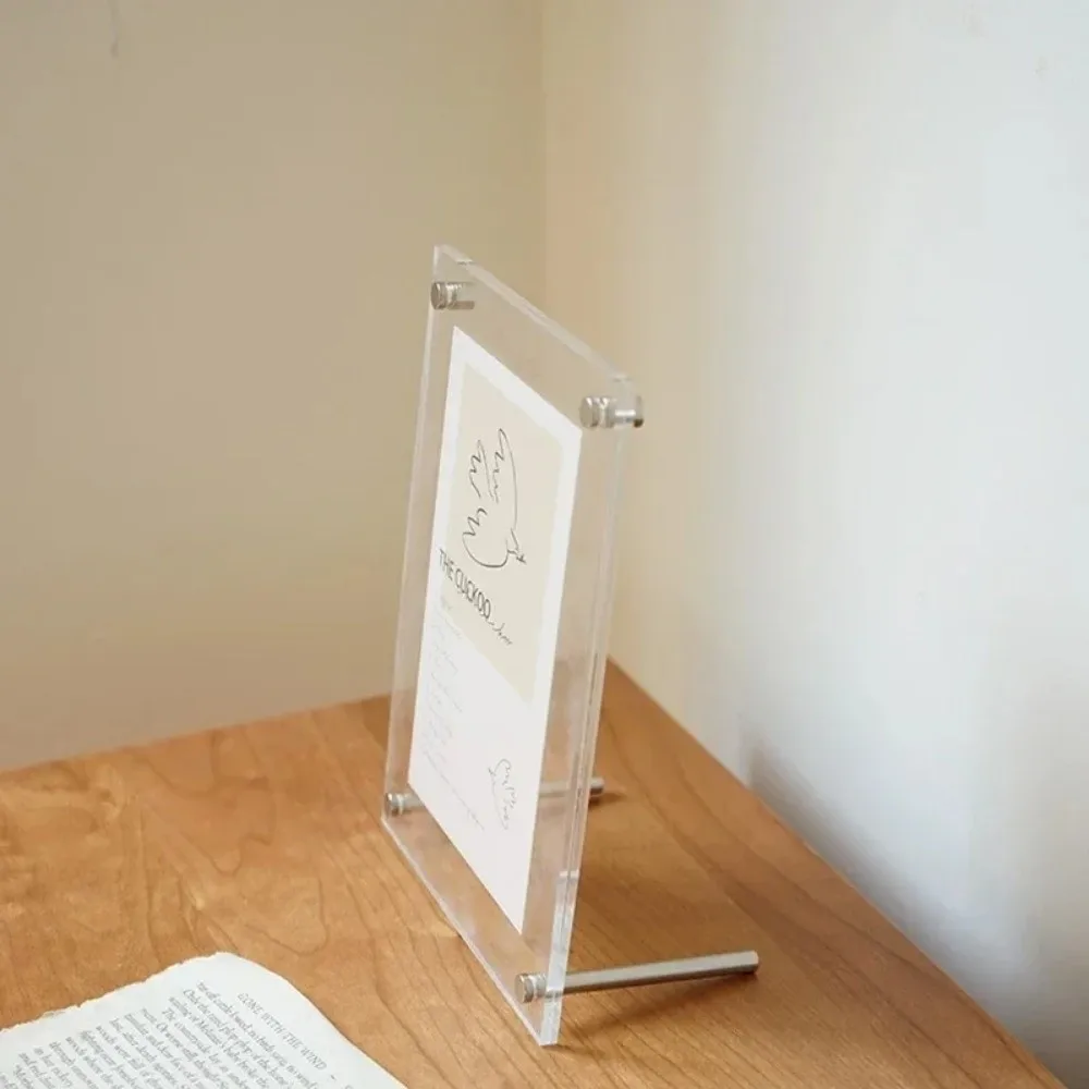 New Transparent Acrylic Photo Frame Tilted Design Modern Picture Frame Clear Poster Display Stand Desktop