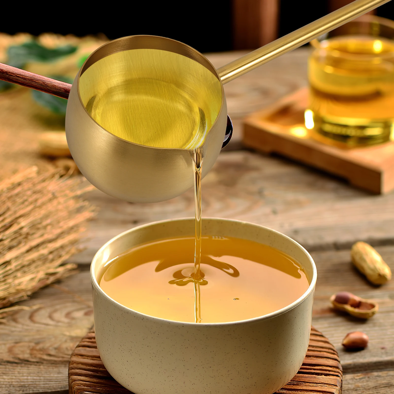 مغرفة زيت من الفولاذ المقاوم للصدأ 250 مللي ملعقة شوربة قحافة مياه مقبض طويل مغرفة معدنية مقاومة للاهتراء للاستخدام في المطبخ والمطعم #1