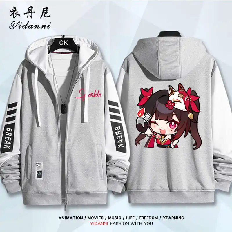 Anime Game Honkai: Star Rail‌ Sparkle Cosplay Spring Autumn Print Jacket Zipper Hoodie Women Men Hooded Costumes Couple Coat